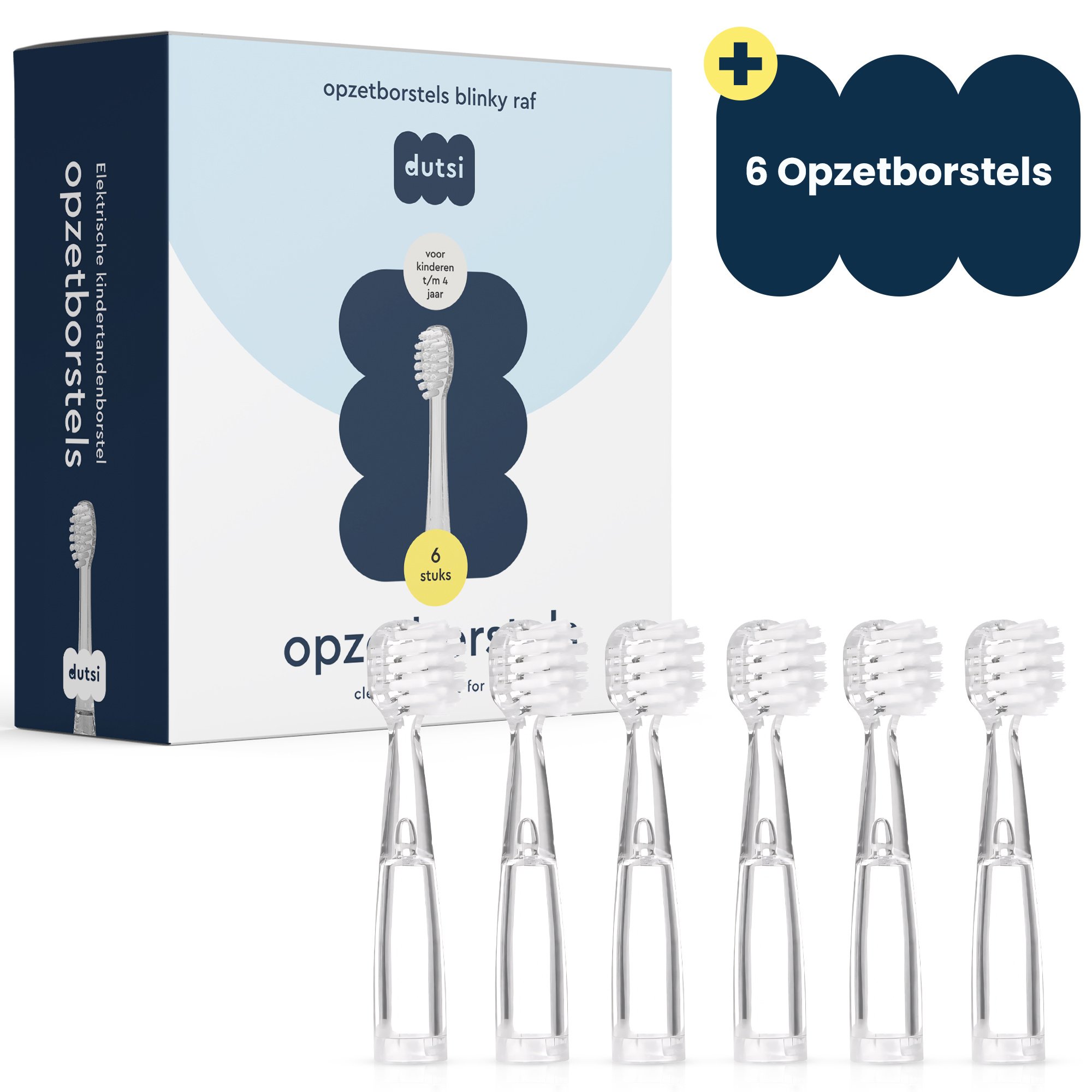 Dutsi  Opzetborstels - 18 tot 48 maanden - 6-pack - Geschikt voor Baby's & Peuters - Zachte DuPont haren