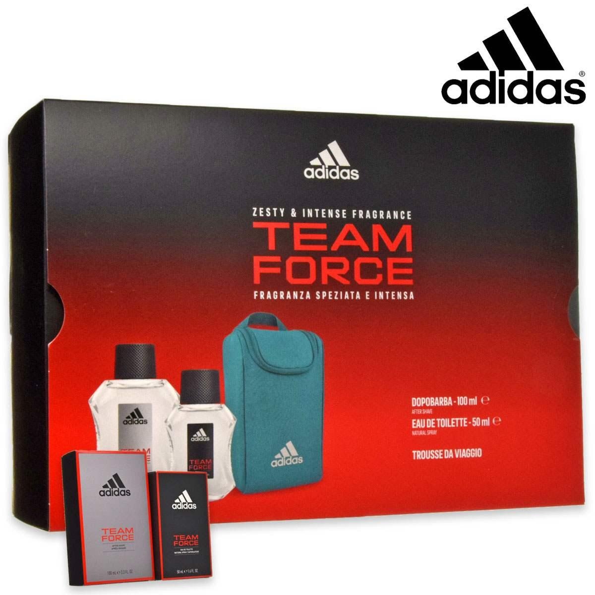 Adidas team force edt 50ml en after shave 100ml en toilettas geschenkverpakking