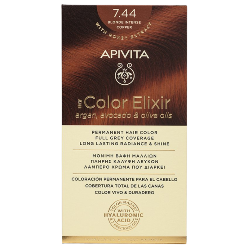 Apivita Hair color kit 7.44 blond intens koper 1 stuk