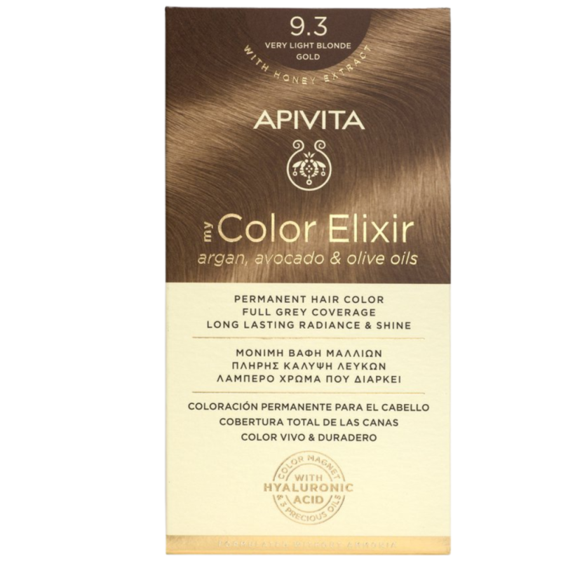 Apivita Hair color kit 9.3 zeer licht blond goud 1 stuk