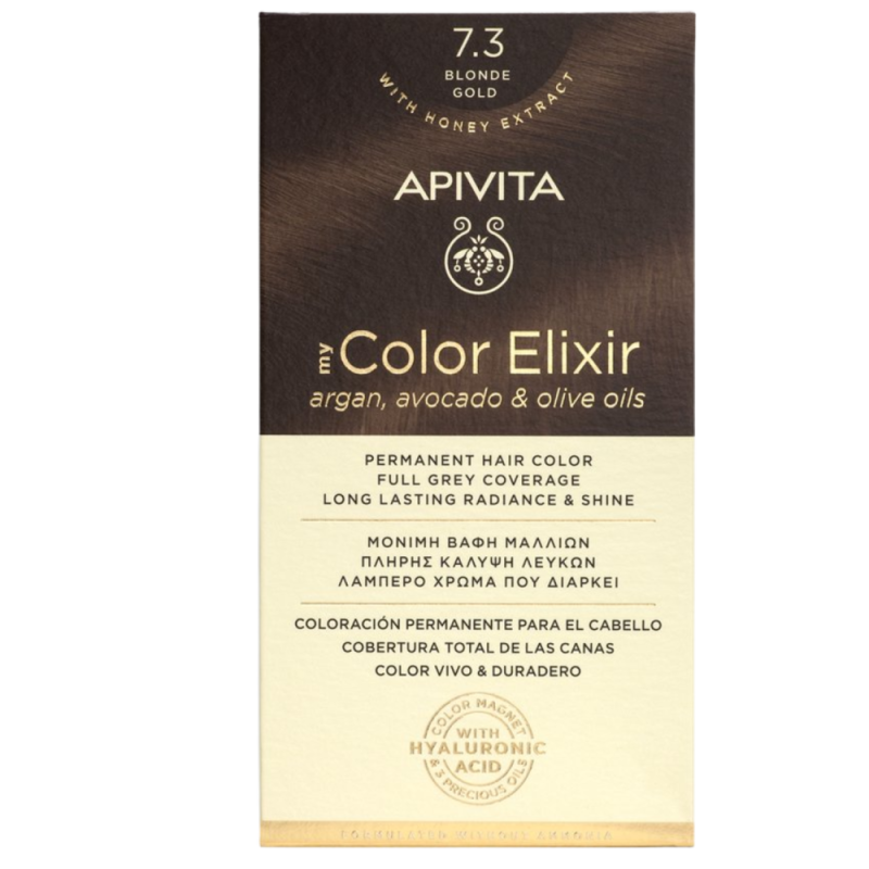 Apivita Hair color kit 7.3 blond goud 1 stuk