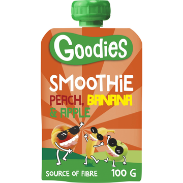 Goodies oodies Knijpfruit Smoothie Perzik, Banaan & Appel 100 g bij Jumbo