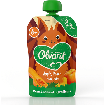Olvarit lvarit 6M+ Knijpfruit Appel Perzik Pompoen 100g bij Jumbo