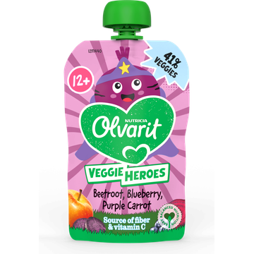 Olvarit lvarit 12+ Maanden Knijpfruit Rode Biet, Paarse Wortel, Bosbes 100g bij Jumbo