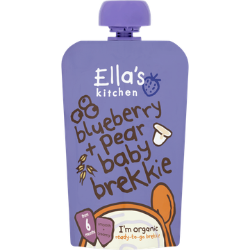 Ella's Kitchen lla's Kitchen Blueberry + Pear Baby Brekkie 6+ Months 100 g bij Jumbo