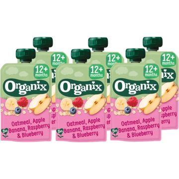 Organix x  Knijpfruit Haver, Appel, Banaan, Aardbei, Bosbes 12mnd bij Jumbo