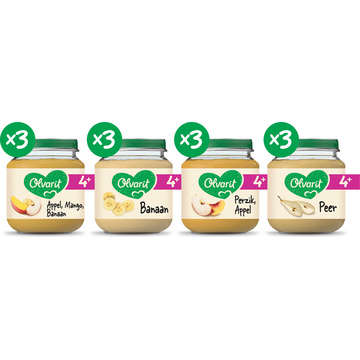 Olvarit lvarit 4+ Maanden Variatiemenu Fruit 12 x 125g bij Jumbo
