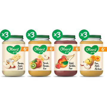 Olvarit lvarit 6+ Maanden Variatiemenu Fruit 12 x 200g bij Jumbo