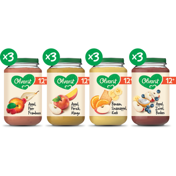 Olvarit lvarit 12+ Maanden Variatiemenu Fruit 12 x 200g bij Jumbo