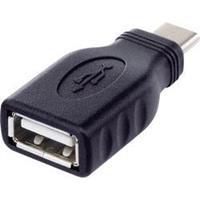 renkforce USB 2.0 Adapter [1x USB-C stekker - 1x USB 2.0 bus A] Zwart Met OTG-functie, Vergulde steekcontacten