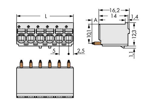 WAGO 2092-1153 Male behuizing (board) 2092 Totaal aantal polen: 3 Rastermaat: 5 mm Inhoud: 200 stuk(s)