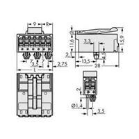 WAGO 2091-1526/020-000 Male behuizing (board) 2091 Totaal aantal polen: 6 Rastermaat: 3.50 mm 100 stuk(s)