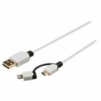 König Sync and charge kabel USB Micro B male - A male + 8-pins Lightning mal
