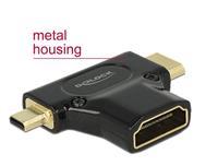 HDMI A Naar HDMI-C-HDMI/Mini-D-Micro verloopstekker - Delock