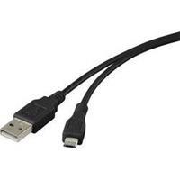 renkforce USB 2.0 Aansluitkabel [1x USB 2.0 stekker A - 1x USB 2.0 stekker micro-B] 1 m Zwart Vergulde steekcontacten, UL gecertificeerd