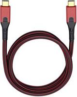 Oehlbach USB 3.1 Aansluitkabel [1x USB-C stekker - 1x USB-C stekker] 1 m Rood/zwart Vergulde steekcontacten