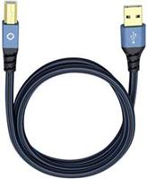 Oehlbach USB Plus B USB 2.0 [1x USB-A 2.0 stekker - 1x USB-B 2.0 stekker] 0.50 m Blauw Vergulde steekcontacten