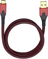 Oehlbach USB 3.1 Aansluitkabel [1x USB 3.0 stekker A - 1x USB-C stekker] 0.50 m Rood/zwart Vergulde steekcontacten