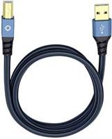 Oehlbach USB Plus B USB 2.0 [1x USB-A 2.0 stekker - 1x USB-B 2.0 stekker] 7.50 m Blauw Vergulde steekcontacten