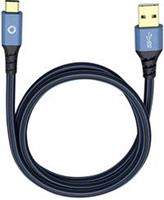 Oehlbach USB 3.1 Aansluitkabel [1x USB 3.0 stekker A - 1x USB-C stekker] 3 m Blauw Vergulde steekcontacten