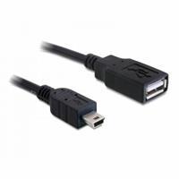DeLOCK USB Mini B (m) - USB-A (v) adapter - USB2.0 - tot 1A / zwart - 0,50 meter