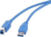 renkforce USB 3.0 Aansluitkabel [1x USB 3.0 stekker A - 1x USB 3.0 stekker B] 1.80 m Blauw Vergulde steekcontacten