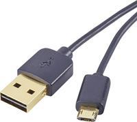 Renkforce USB-kabel USB 2.0 USB-A stekker, USB-micro-B stekker 1.00 m Zwart Stekker past op beide manieren, Vergulde steekcontacten RF-4139064
