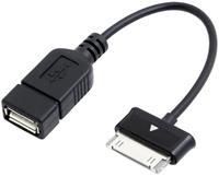 renkforce USB 2.0 Aansluitkabel [1x Samsung stekker - 1x USB 2.0 bus A] 0.10 m Zwart Met OTG-functie, Vergulde steekcontacten, UL gecertificeerd