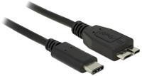 Delock USB Micro B naar USB-C kabel - USB3.1 Gen 2 - tot 3A / zwart - 0,50 meter