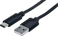 manhattan USB 2.0 Anschlusskabel [1x USB-C™ Stecker - 1x USB 2.0 Stecker A] 1.00m Schwarz UL-zerti
