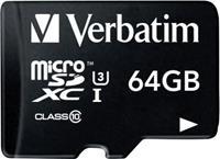 Verbatim PRO 64 GB microSDXC-kaart Class 10, UHS-I, UHS-Class 3 incl. SD-adapter