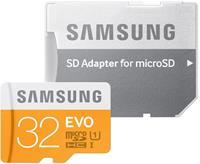 32GB Samsung EVO MicroSD geheugenkaart Class 10 + MicroSD naar SD adapter (SD kaart)