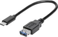 renkforce USB 3.0 Adapter [1x USB-C stekker - 1x USB 3.0 bus A] 0.15 m Zwart Met OTG-functie, Vergulde steekcontacten