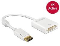 DeLock Premium DisplayPort 1.2 naar DVI actieve adapter (4K 30 Hz) / wit - 0,20 meter