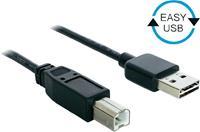 DeLOCK Easy-USB naar USB-B kabel - USB2.0 - tot 2A / zwart - 1 meter