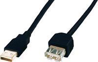 Assmann Digitus USB 2.0 Verlengkabel [1x USB 2.0 stekker A - 1x USB 2.0 bus A] 1.80 m Zwart UL gecertificeerd