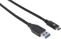 manhattan USB 3.1 Anschlusskabel [1x USB-C™ Stecker - 1x USB 3.0 Stecker A] 1.00m Schwarz UL-zerti