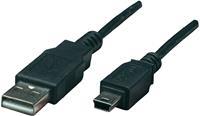 manhattan USB 2.0 Anschlusskabel [1x USB 2.0 Stecker A - 1x USB 2.0 Stecker Mini-B] 1.80m Schwarz ve