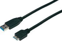 Digitus USB 3.0 Aansluitkabel [1x USB 3.0 stekker A - 1x USB 3.0 stekker micro B] 0.25 m Zwart UL gecertificeerd