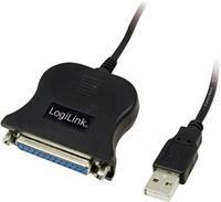 LogiLink USB / D-SUB 25 Adapter Cable, 1.8m 1.8m USB D-sub (DB-25) Zwart
