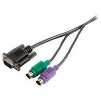 KVM kabel VGA male - 2x PS2 male - VGA female - 2x PS2 male 2,00 m zwart
