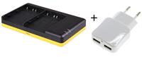 nikon Duo lader voor 2 camera accu's  EN-EL3 / EN-EL3e + handige 2 poorts USB 230V adapter