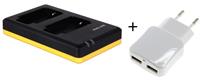 sony Duo lader voor 2 camera accu's  NP-BX1 + handige 2 poorts USB 230V adapter