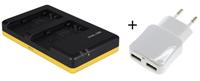 Panasonic Duo lader voor 2 camera accu's  VW-VBT190 en VW-VBT380 + handige 2 poorts USB 230V adapter
