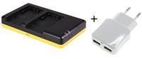 sony Duo lader voor 2 camera accu's  NP-FV30, NP-FV50, NP-FV70, NP-FV100 + handige 2 poorts USB 230V adapter