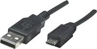 manhattan USB 2.0 Anschlusskabel [1x USB 2.0 Stecker A - 1x USB 2.0 Stecker Micro-B] 1.80m Schwarz U