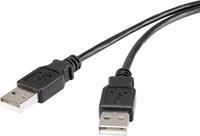 renkforce USB 2.0 Aansluitkabel [1x USB 2.0 stekker A - 1x USB 2.0 stekker A] 3 m Zwart Vergulde steekcontacten
