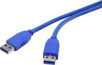 Renkforce USB 3.2 Gen 1 (USB 3.0) 1.00 m Blauw Vergulde steekcontacten [1x USB 3.2 Gen 1 stekker A (USB 3.0) - 1x USB 3.2 Gen 1 stekker A (USB 3.0)]