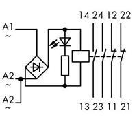 WAGO 789-536 Industrieel relais Nominale spanning: 24 V/DC, 24 V/AC Schakelstroom (max.): 4 A 2x NO, 2x NC 1 stuk(s)