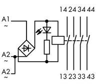Wago Industrierelais Nennspannung: 12 V/DC, 12 V/AC Schaltstrom (max.): 4A 4 Schließer 1St.